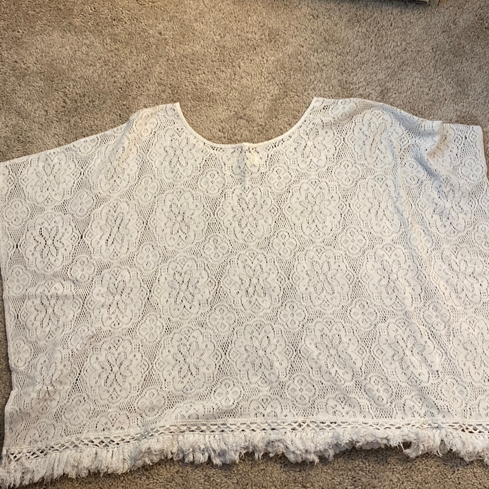 White lace bathing suit cover up